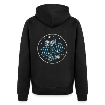 Bester Papa für immer zum Vatertag od. Geburtstag - Unisex Premium Bio Zip Hoodie - Schwarz - Hinten - Nico (187cm)