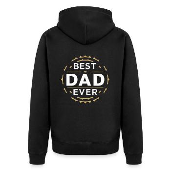 Bester Papa für immer zum Vatertag od. Geburtstag - Unisex Premium Bio Zip Hoodie - Schwarz - Hinten - Nico (187cm)