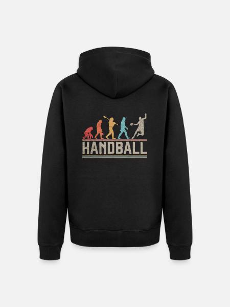 Handball Evolution Handballspieler Geschenk - Unisex Premium Bio Zip Hoodie - Schwarz
