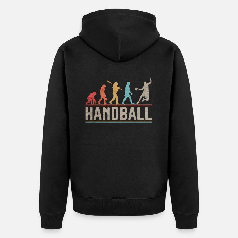Handball Evolution Handballspieler Geschenk - Unisex Premium Bio Zip Hoodie - Schwarz