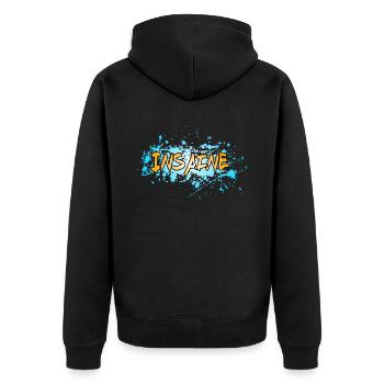 Insaine - Unisex Premium Bio Zip Hoodie - Schwarz - Hinten - Nico (187cm)