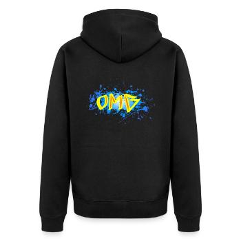 OMG - Unisex Premium Bio Zip Hoodie - Schwarz - Hinten - Nico (187cm)