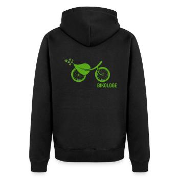 Fahrrad Fahrradkette bikologe "fahrrad ist vegan" - Unisex Premium Bio Zip Hoodie - Schwarz - Hinten - Nico (187cm)