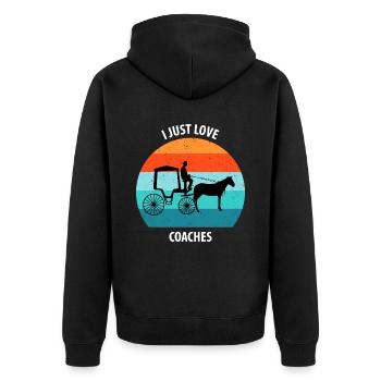 Kutscher Kutsche Pferdekutscher Kutschieren - Unisex Premium Bio Zip Hoodie - Schwarz - Hinten - Nico (187cm)