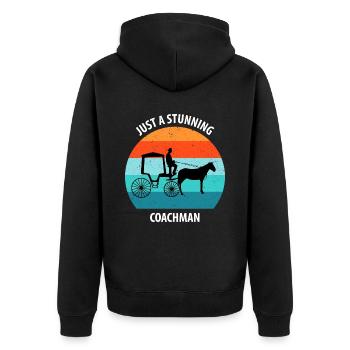 Kutscher Kutsche Pferdekutscher Kutschieren - Unisex Premium Bio Zip Hoodie - Schwarz - Hinten - Nico (187cm)