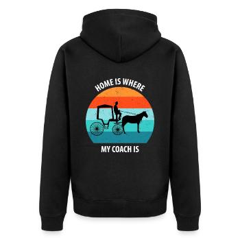 Kutscher Kutsche Pferdekutscher Kutschieren - Unisex Premium Bio Zip Hoodie - Schwarz - Hinten - Nico (187cm)
