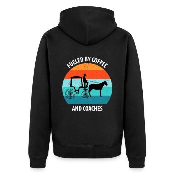 Kutscher Kutsche Pferdekutscher Kutschieren - Unisex Premium Bio Zip Hoodie - Schwarz - Hinten - Nico (187cm)