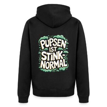 Furzen Spruch Pupsen Stinken Furz Geschenk - Unisex Premium Bio Zip Hoodie - Schwarz - Hinten - Nico (187cm)