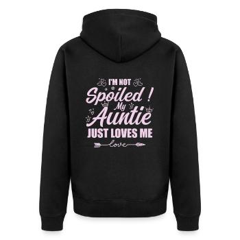 Im Not Spoiled My Auntie Just Loves Me a Team Kids - Unisex Premium Organic Zip Hoodie - black - Back - Nico (187cm)