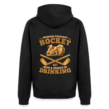 Weekend Forecast Hockey and Beer Drinking Team - Unisex Premium Organic Zip Hoodie - black - Back - Nico (187cm)