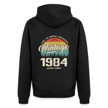 Vintage 1984 Cadeau Anniversaire Style Rétro 1984 - Veste à capuche bio Premium Unisexe - noir - Dos - Nico (187cm)