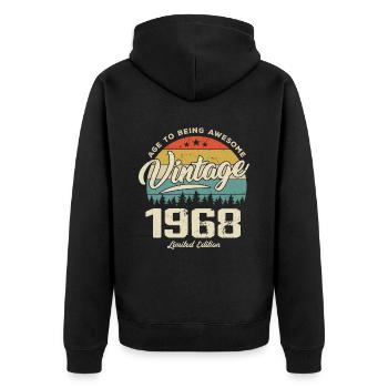 Vintage 1968 Cadeau Anniversaire Style Rétro 1968 - Veste à capuche bio Premium Unisexe - noir - Dos - Nico (187cm)