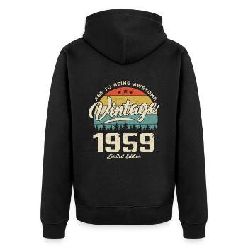 Vintage 1959 Cadeau Anniversaire Style Rétro 1959 - Veste à capuche bio Premium Unisexe - noir - Dos - Nico (187cm)