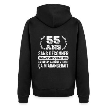 55 Ans Sans Déconner Cadeau D'anniversaire 55 Ans - Veste à capuche bio Premium Unisexe - noir - Dos - Nico (187cm)