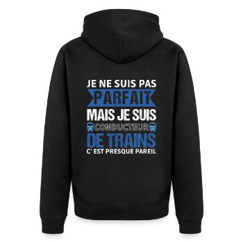Je suis conducteur de train humour cheminot cadeau - Veste à capuche bio Premium Unisexe - noir - Dos - Nico (187cm)