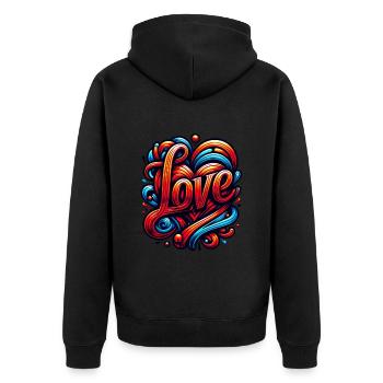 Liebe Tattoo Bunte Kunst - Unisex Premium Bio Zip Hoodie - Schwarz - Hinten - Nico (187cm)