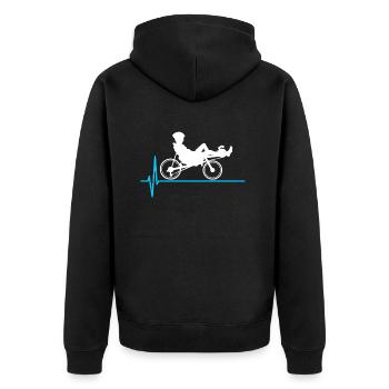 Liegerad Fahrrad Herzschlag - Unisex Premium Bio Zip Hoodie - Schwarz - Hinten - Nico (187cm)
