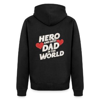 Held und bester Dad Papa in der Welt Vatertag - Unisex Premium Bio Zip Hoodie - Schwarz - Hinten - Nico (187cm)