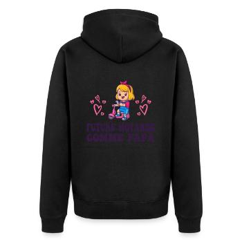 Future Motarde comme Papa - Veste à capuche bio Premium Unisexe - noir - Dos - Nico (187cm)