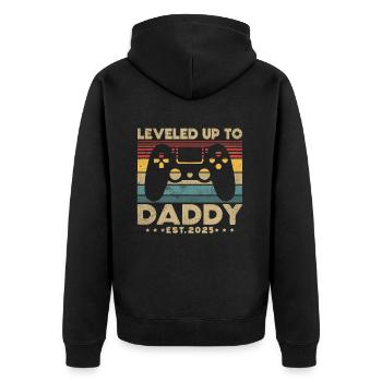 Promu papa en 2025 - Veste à capuche bio Premium Unisexe - noir - Dos - Nico (187cm)