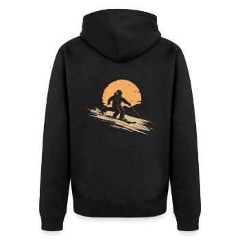Ski Skifahren Wintersport vintage - Unisex Premium Bio Zip Hoodie - Schwarz - Hinten - Nico (187cm)