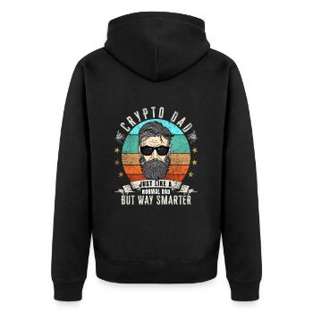 Crypto Dad wie ein normaler Dad - Unisex Premium Bio Zip Hoodie - Schwarz - Hinten - Nico (187cm)
