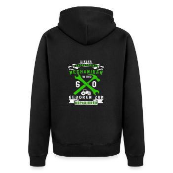 Landmaschinenmechaniker 60 Geburtstag Spruch - Unisex Premium Bio Zip Hoodie - Schwarz - Hinten - Nico (187cm)