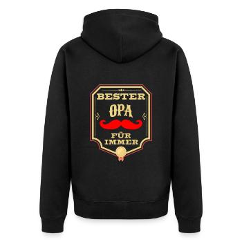 Besten Opa der Welt Auszeichnung - Unisex Premium Bio Zip Hoodie - Schwarz - Hinten - Nico (187cm)