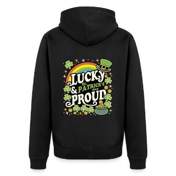 Chanceux et fier SAINT-PATRICK - Veste à capuche bio Premium Unisexe - noir - Dos - Nico (187cm)