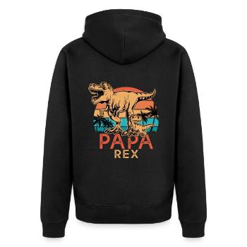 Geschenk dad t rex - Unisex Premium Bio Zip Hoodie - Schwarz - Hinten - Nico (187cm)