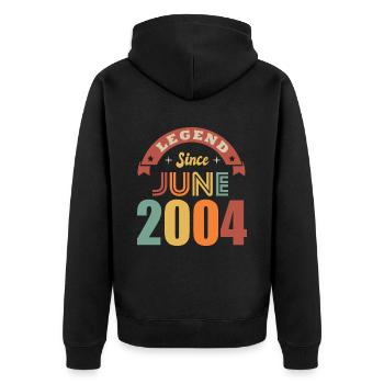 Anniversaire 18 ans legende né en juin 2004 - Veste à capuche bio Premium Unisexe - noir - Dos - Nico (187cm)