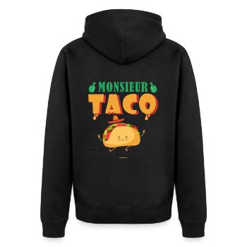monsieur taco humor Mexican Mexican cuisine - Unisex Premium Organic Zip Hoodie - black - Back - Nico (187cm)