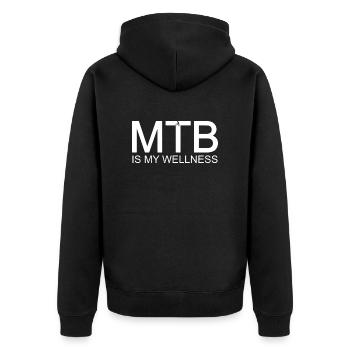 MTB IS MY WELLNESS - Unisex Premium Bio Zip Hoodie - Schwarz - Hinten - Nico (187cm)