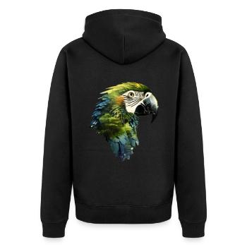 Papagei - Unisex Premium Bio Zip Hoodie - Schwarz - Hinten - Nico (187cm)