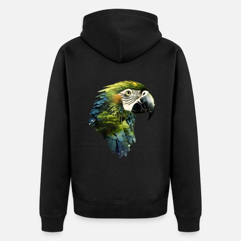 Papagei - Unisex Premium Bio Zip Hoodie - Schwarz