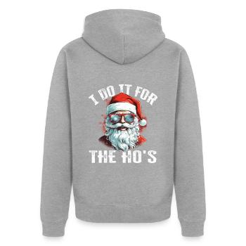 Christmas I Do It For The Ho's lustiger Spruch - Unisex Premium Bio Zip Hoodie - Grau meliert - Hinten - Nico (187cm)