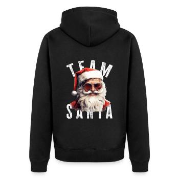 Team Santa Weihnachtsmotiv Weihnachtsmann - Unisex Premium Bio Zip Hoodie - Schwarz - Hinten - Nico (187cm)