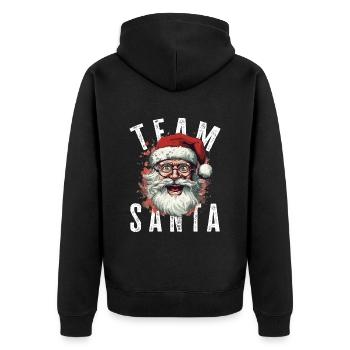 Team Santa Weihnachtsmotiv Weihnachtsmann - Unisex Premium Bio Zip Hoodie - Schwarz - Hinten - Nico (187cm)