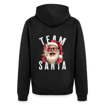 Team Santa Weihnachtsmotiv Weihnachtsmann - Unisex Premium Bio Zip Hoodie - Schwarz - Hinten - Nico (187cm)