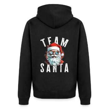 Team Santa Weihnachtsmotiv Weihnachtsmann - Unisex Premium Bio Zip Hoodie - Schwarz - Hinten - Nico (187cm)