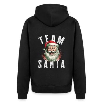 Team Santa Weihnachtsmotiv Weihnachtsmann - Unisex Premium Bio Zip Hoodie - Schwarz - Hinten - Nico (187cm)