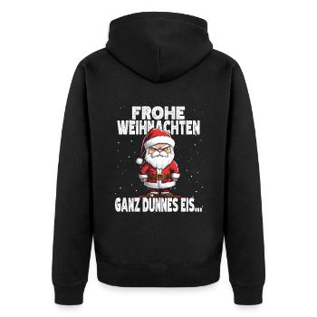 Guten Morgen? Ganz dünnes Eis! Weihnachtsmann - Unisex Premium Bio Zip Hoodie - Schwarz - Hinten - Nico (187cm)