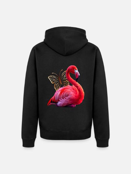Flamingo - Unisex Premium Bio Zip Hoodie - Schwarz
