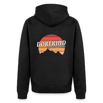 Dorfkind und stolz drauf Retro Geschenk Bestseller - Unisex Premium Bio Zip Hoodie - Schwarz - Hinten - Nico (187cm)