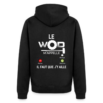 Le WOD M'appelle Coaching Musculation Fitness - Veste à capuche bio Premium Unisexe - noir - Dos - Nico (187cm)