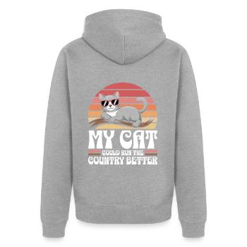 Mon Chat Gouvernerait Mieux Le Pays - Veste à capuche bio Premium Unisexe - gris chiné - Dos - Nico (187cm)