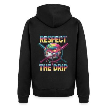 Humor Baseballspieler - Unisex Premium Bio Zip Hoodie - Schwarz - Hinten - Nico (187cm)