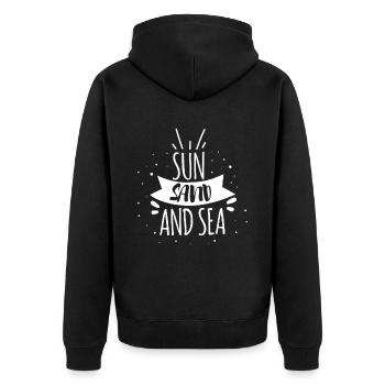 sun and sea - Unisex Premium Bio Zip Hoodie - Schwarz - Hinten - Nico (187cm)