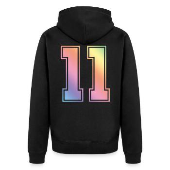 11 Number Colorful - Unisex Premium Organic Zip Hoodie - black - Back - Nico (187cm)