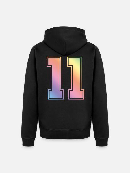 11 Zahl Bunt - Unisex Premium Bio Zip Hoodie - Schwarz